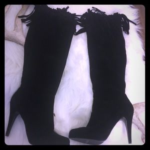 Nine West Fringe Tall Below the Knee Boots